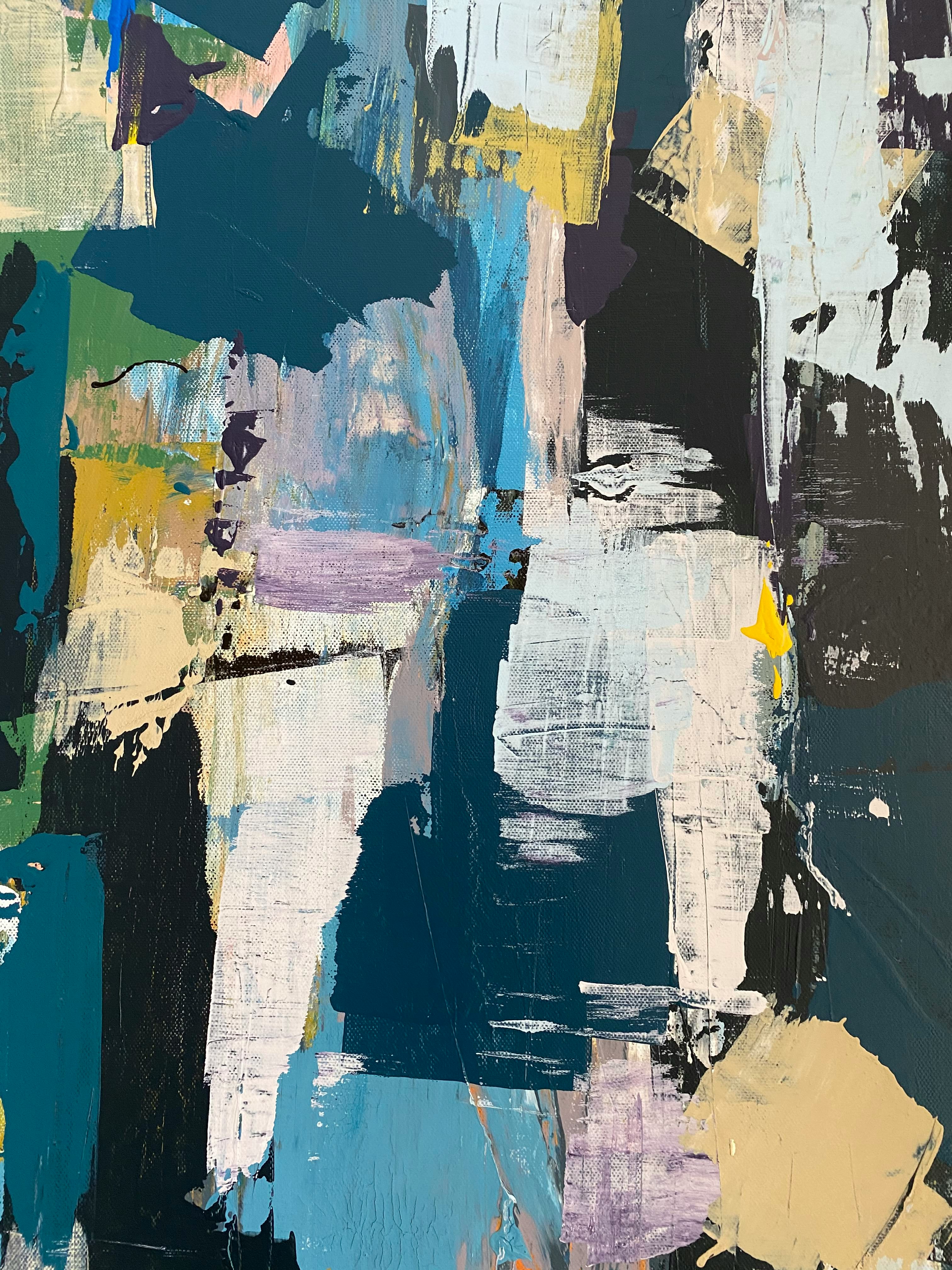 Teal abstract paint texture for inventory documentation